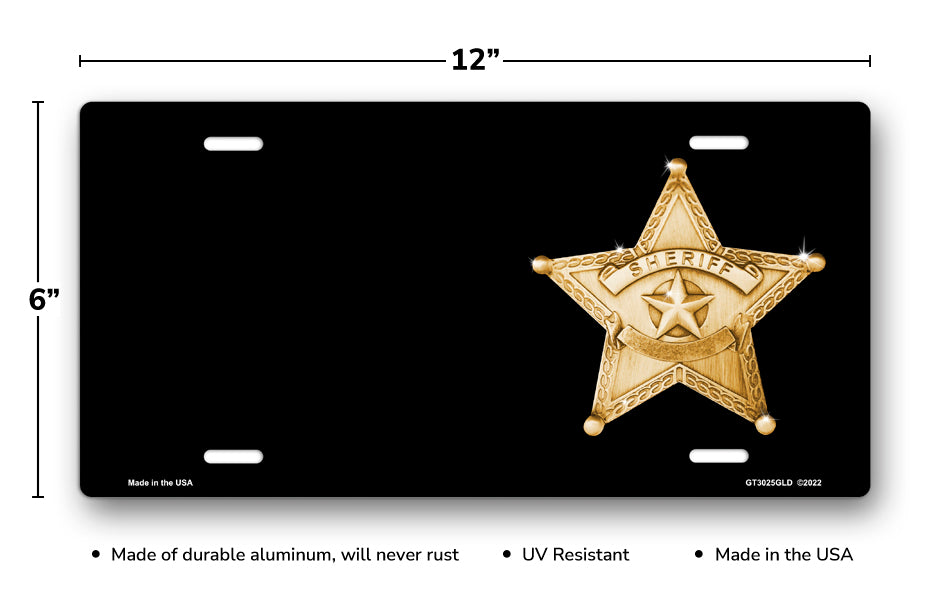 Gold Star Badge on Black Offset License Plate