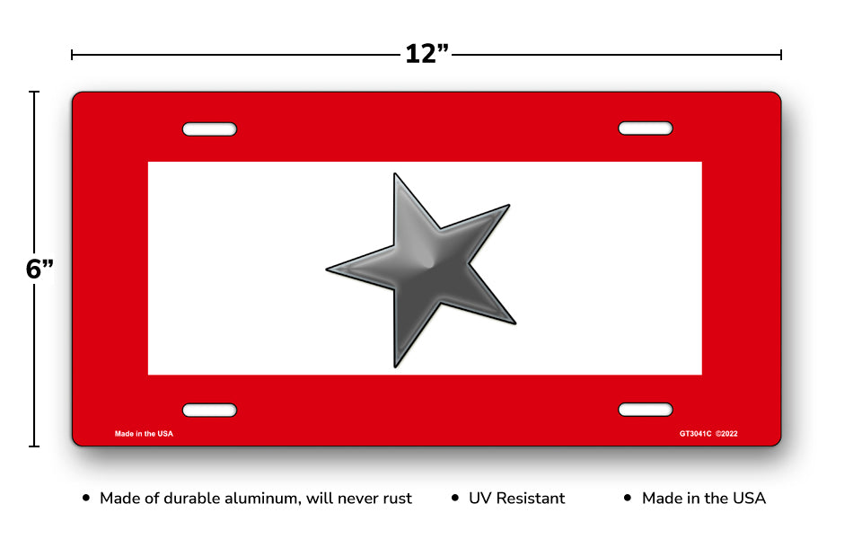 Gray Star Flag License Plate