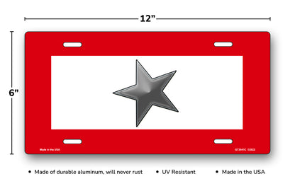 Gray Star Flag License Plate
