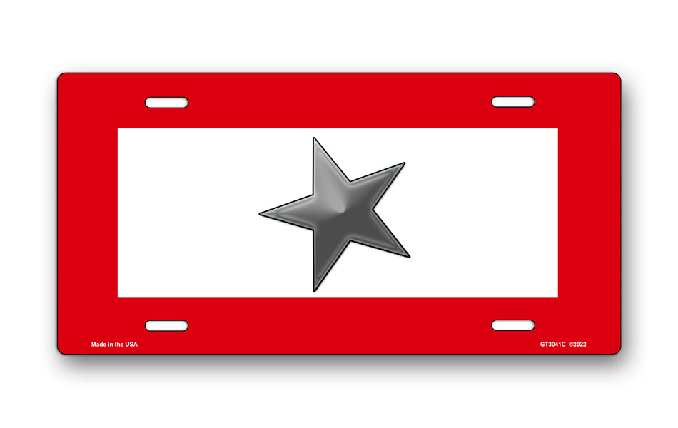 Gray Star Flag License Plate