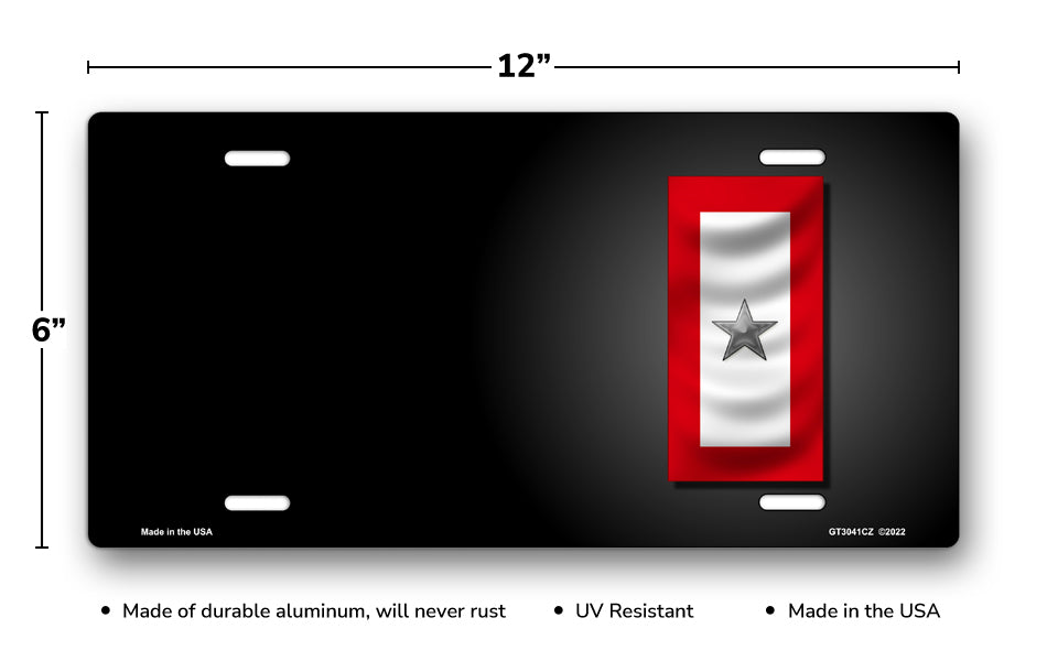 Gray Star Flag on Black Offset License Plate