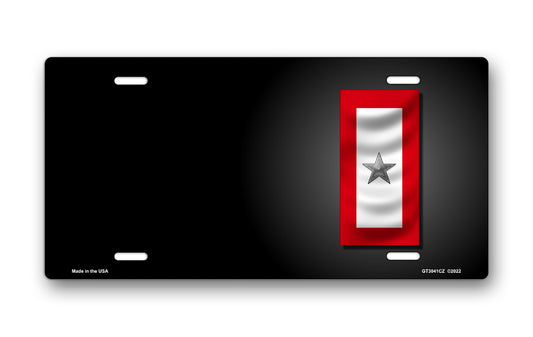 Gray Star Flag on Black Offset License Plate