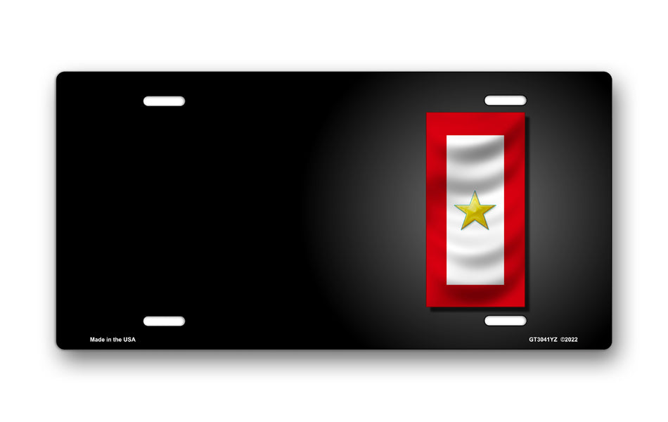 Gold Star Flag on Black Offset License Plate