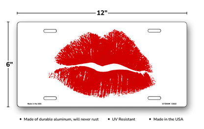 Red Lips on White License Plate
