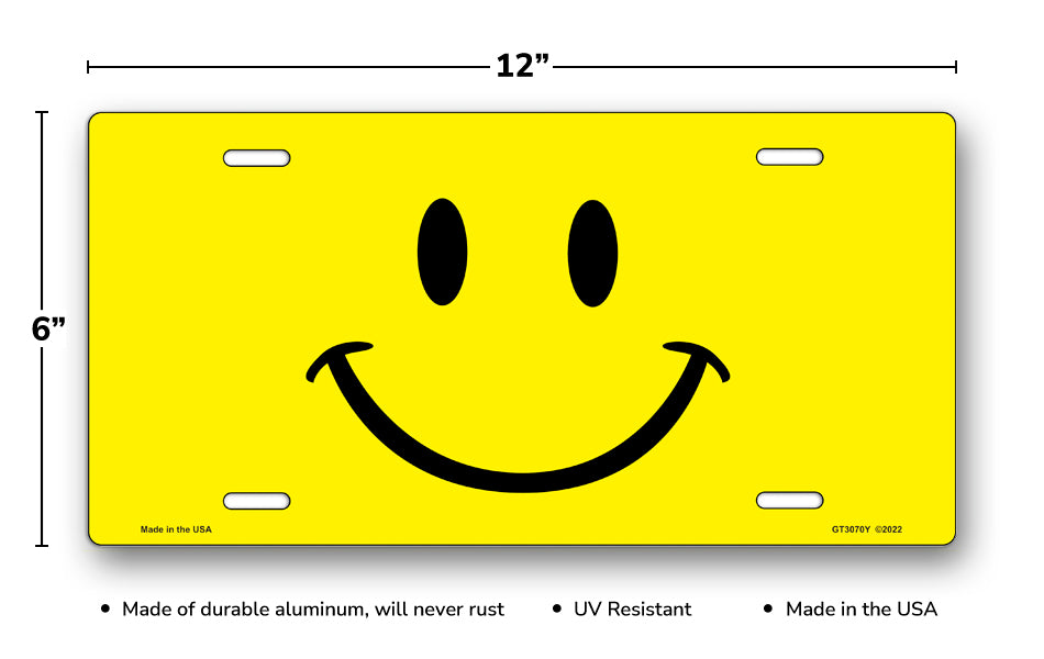 Smiley on Yellow License Plate