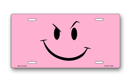 Smirk on Pink License Plate