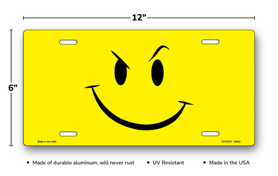 Smirk on Yellow License Plate