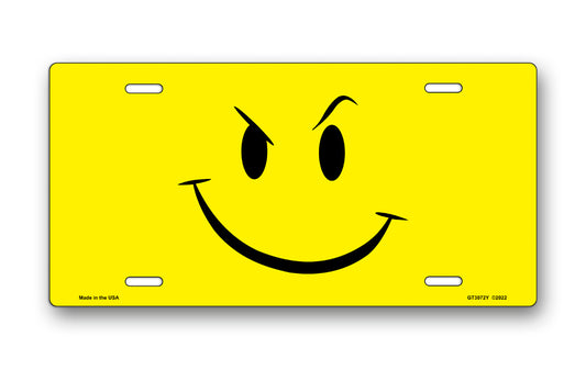 Smirk on Yellow License Plate
