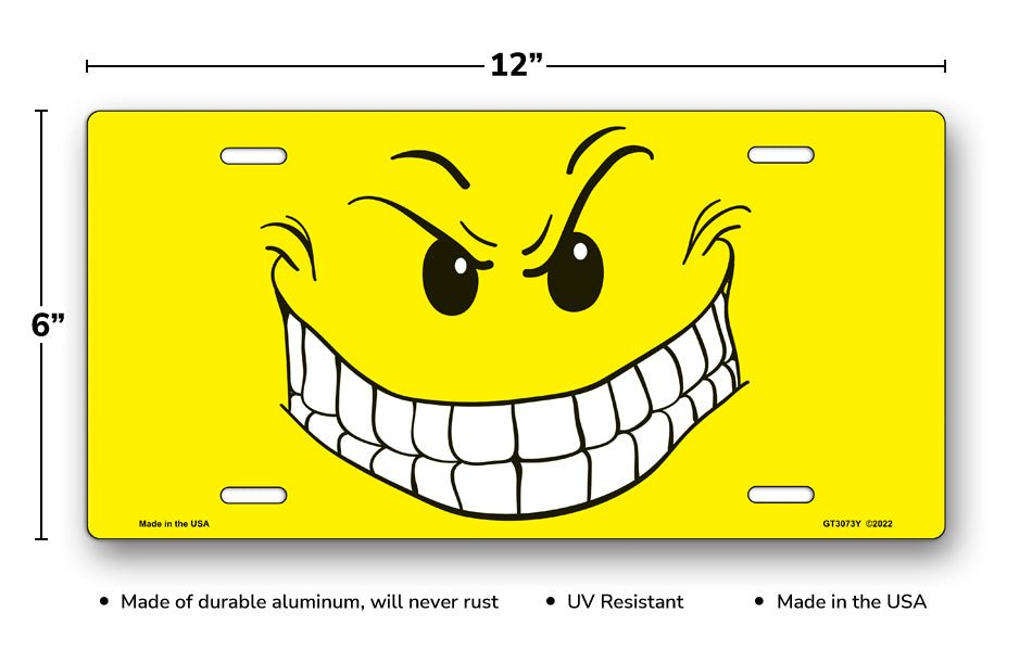 Grimace on Yellow License Plate