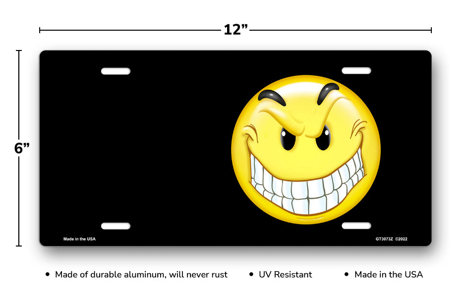 Grimace on Black Offset License Plate