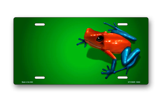 Dart Frog on Green Offset License Plate