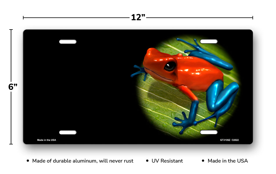 Dart Frog on Black Offset License Plate