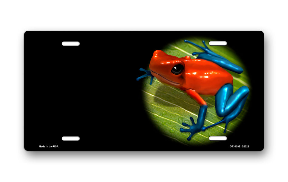 Dart Frog on Black Offset License Plate