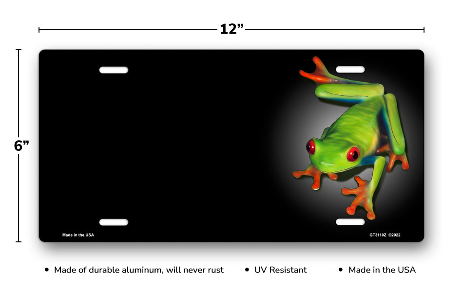 Tree Frog Offset on Black License Plate