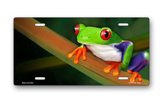 Tree Frog on Stem License Plate