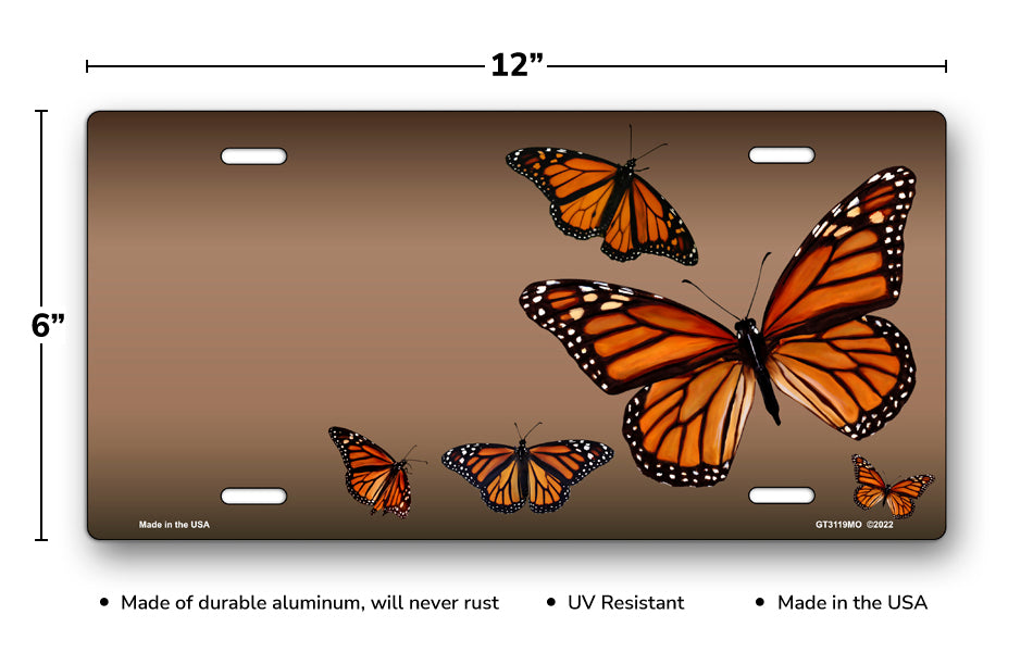 Butterflies on Mocha Offset License Plate