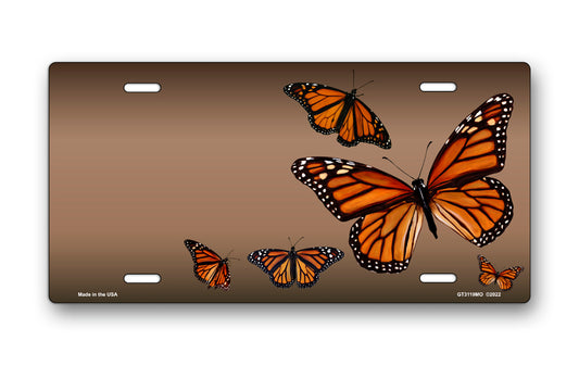 Butterflies on Mocha Offset License Plate