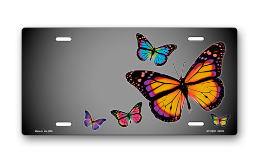 Butterflies on Gray Offset License Plate