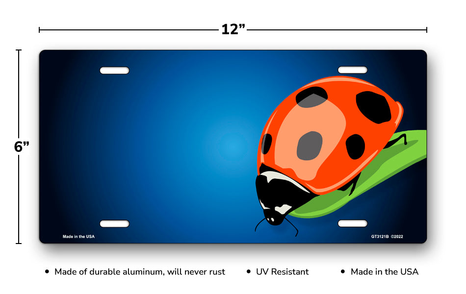 Ladybug on Blue Offset License Plate