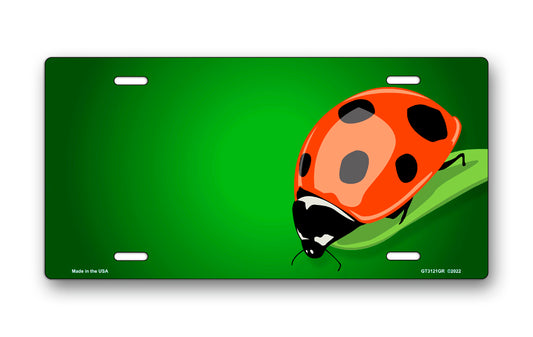 Ladybug on Green Offset License Plate