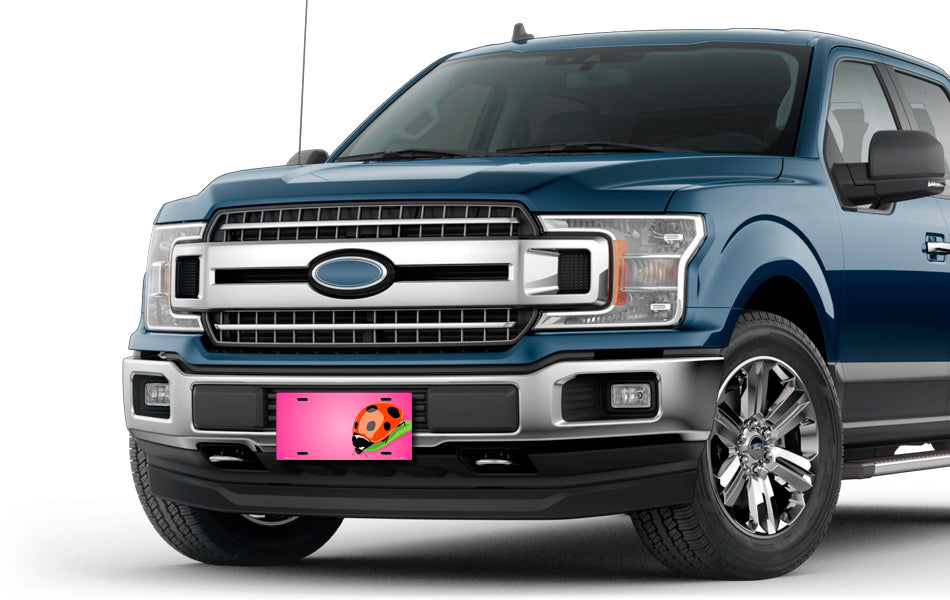 Ladybug on Pink Offset License Plate