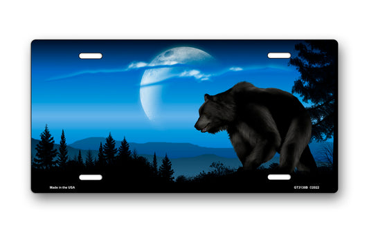 Bear on Blue Offset License Plate