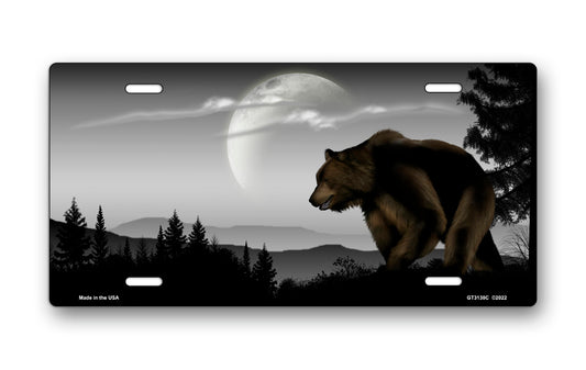 Bear on Gray Offset License Plate