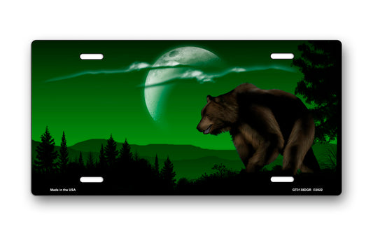 Bear on Green Offset License Plate