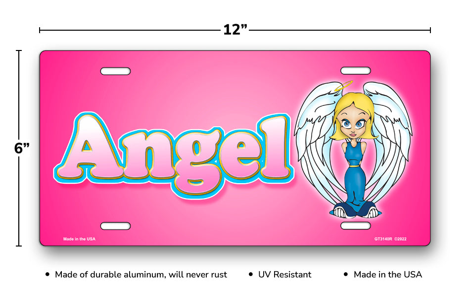 Angel on Pink License Plate