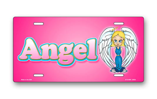 Angel on Pink License Plate