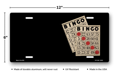 Bingo Cards on Black Offset License Plate