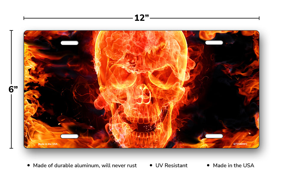 Fire Skull License Plate