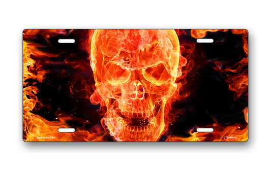 Fire Skull License Plate