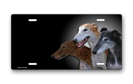 Greyhounds on Black Offset License Plate