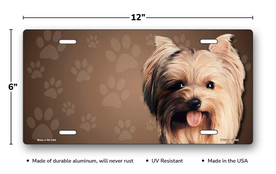 Yorkshire Terrier on Paw Prints License Plate