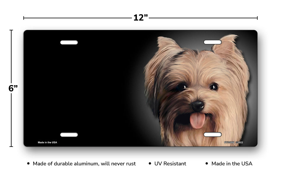 Yorkie on Black Offset License Plate