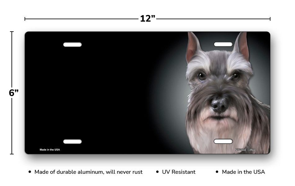 Schnauzer on Black Offset License Plate