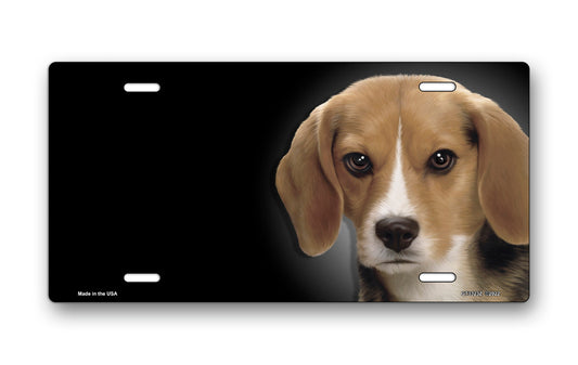 Beagle on Black Offset License Plate