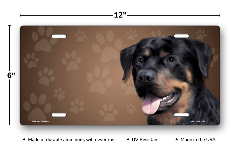 Rottweiler on Paw Prints License Plate