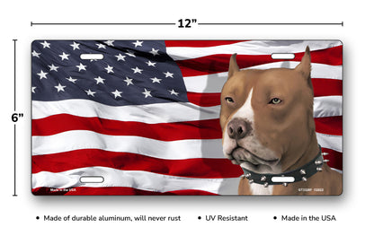 Pitbull on American Flag License Plate