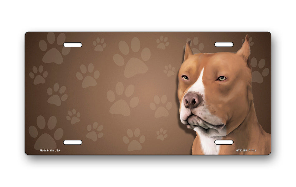 Pitbull on Paw Prints License Plate