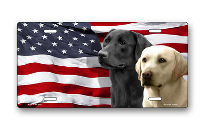 Labs on American Flag License Plate
