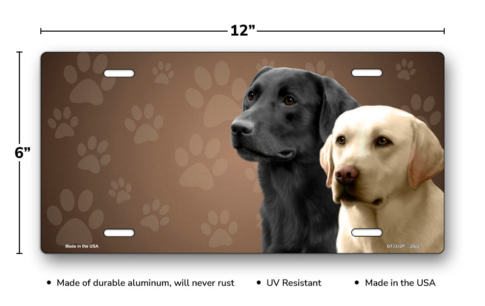 Labradors on Paw Prints License Plate