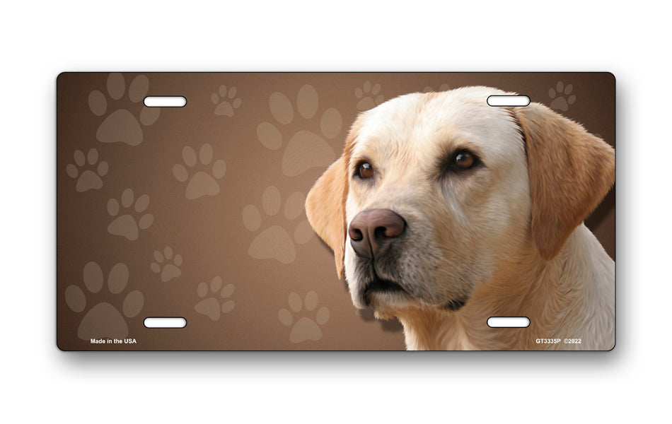 Yellow Lab on Paw Prints License Plate