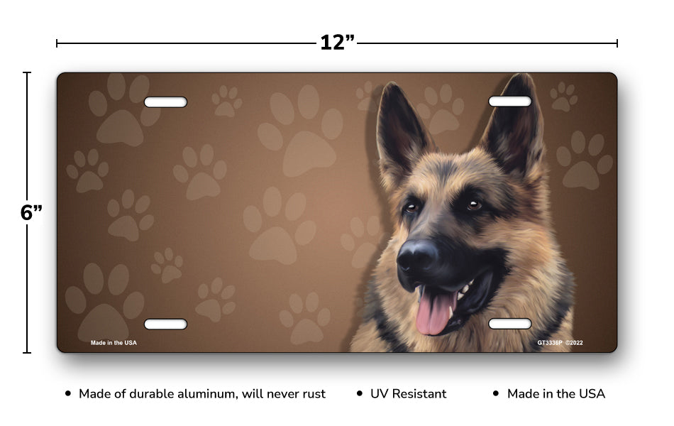 German Shepherd on Paw Prints License Plate