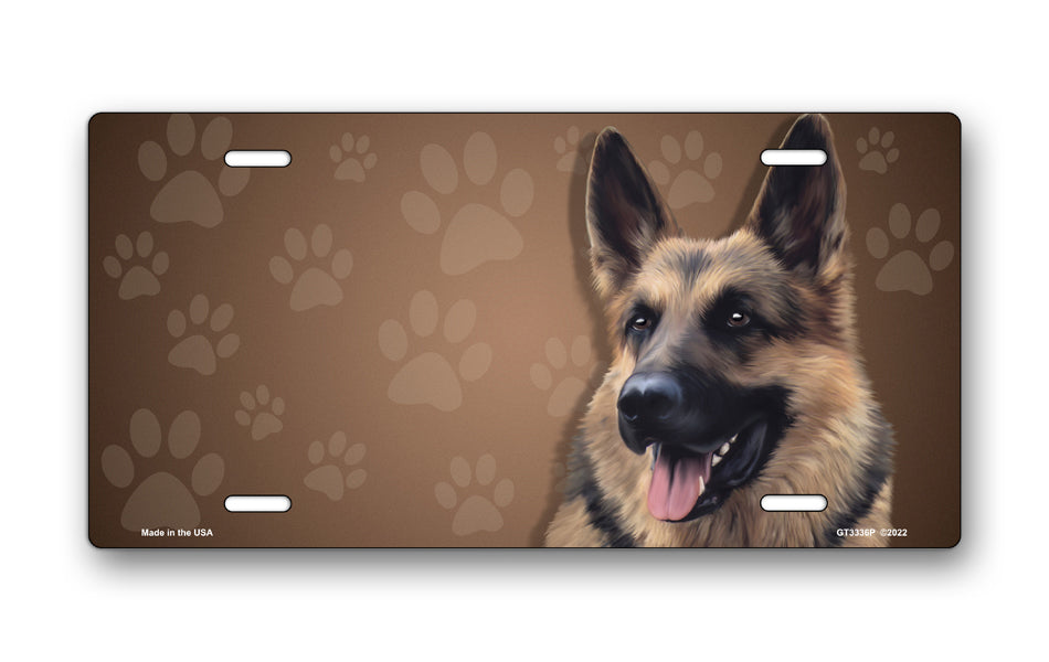 German Shepherd on Paw Prints License Plate