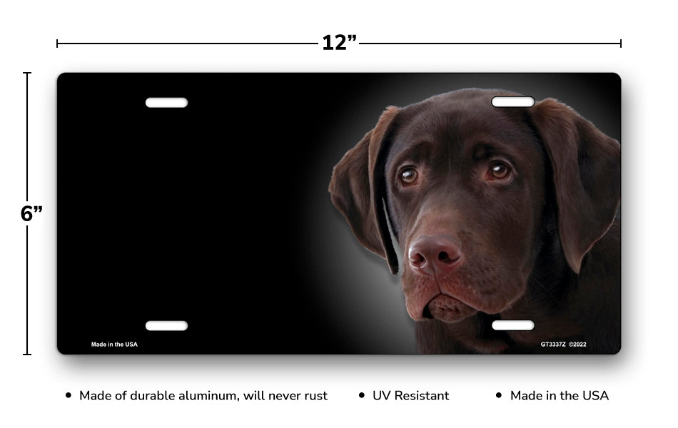 Labrador (Chocolate) on Black Offset License Plate