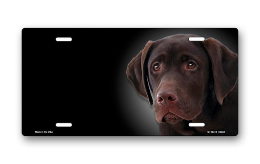Labrador (Chocolate) on Black Offset License Plate