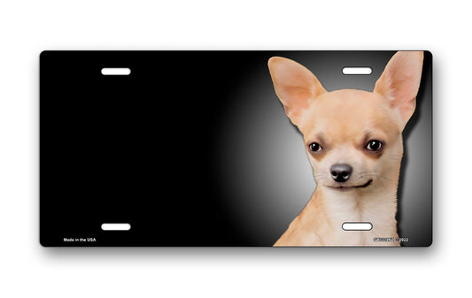Chihuahua on Black Offset License Plate