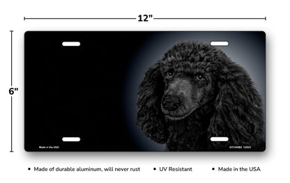 Poodle (Black) on Black Offset License Plate